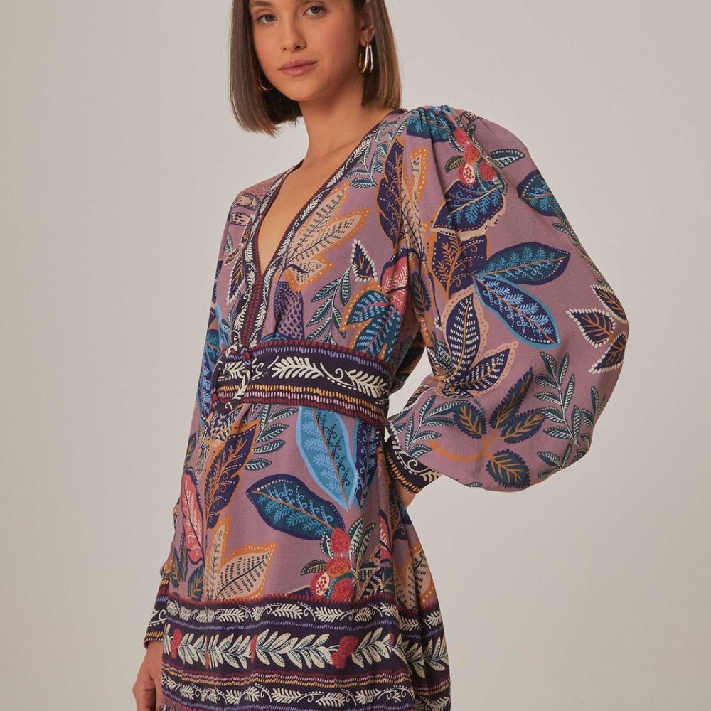 COPY - FARM Rio Wild Night Lavender L/S Mini Dress